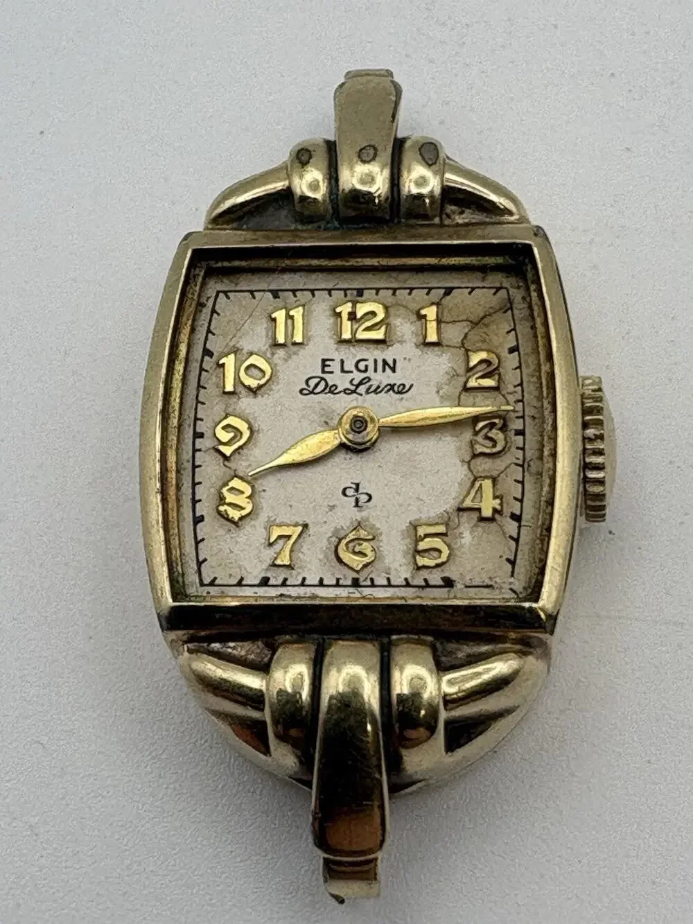 Vintage Elgin DeLuxe Ladies Art Deco 10K Gold Filled Watch Runs Needs Crystal
